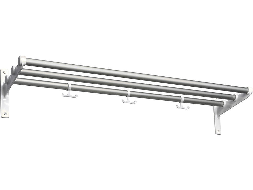 Hatte- og skohylde tilpasset længde, Nostalgi, Aluminium/hvid, Essem Design DK
