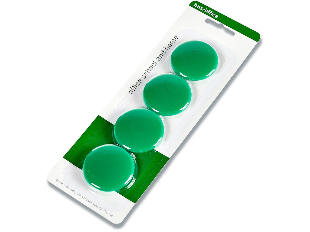 Magneter, Grøn, Ø4 cm, 4 stk, BNT Office 