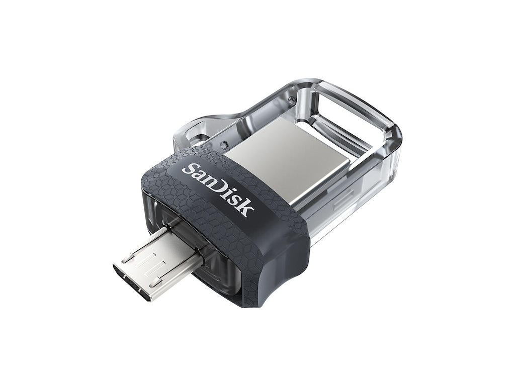 SanDisk Ultra Dual m3.0 USB-nøgle 64 GB USB Type-A / Micro-USB 3.2 Gen 1 (3.1 Gen 1) Sort, Sølv, Transparent