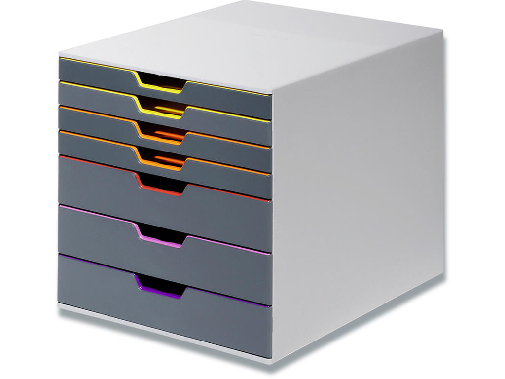 Skuffekabinet, 7 skuffer, Grå-assorteret, A4, C4 Folio og kuvert, Durable VARICOLOR C4 Folio