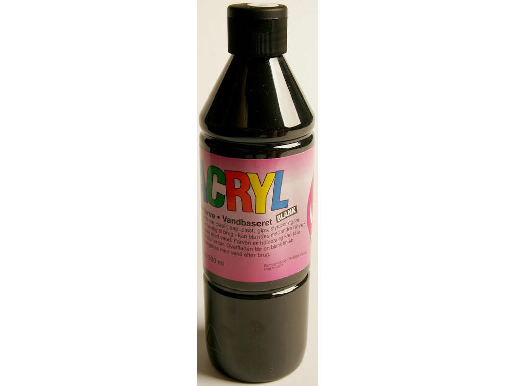 Akrylmaling, Primær Sort, 500 ml, Fantasy