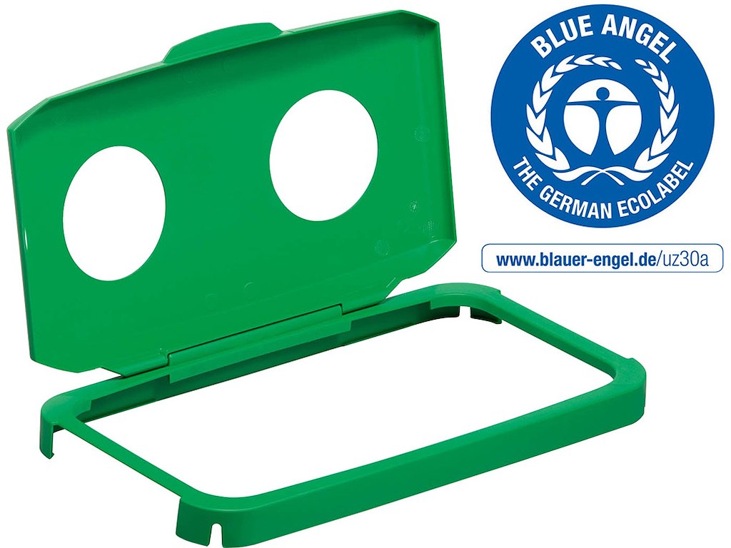 Låg til affaldsspand, Hængslet låg, 2 huller, 60 liter, Durable DURABIN HINGED LID 60