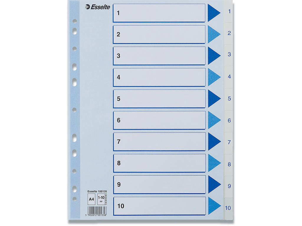Registerblade, A4, 1-10, Hvid, Esselte 