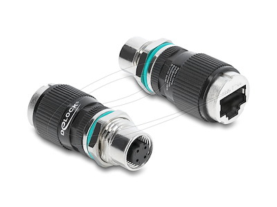 DeLOCK 90663 kabel kønsskifter D-coded 4 pin RJ-45 Sort