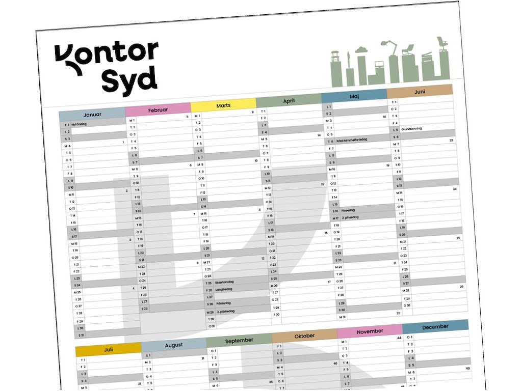 Kontor Syd 2027 Vægkalender