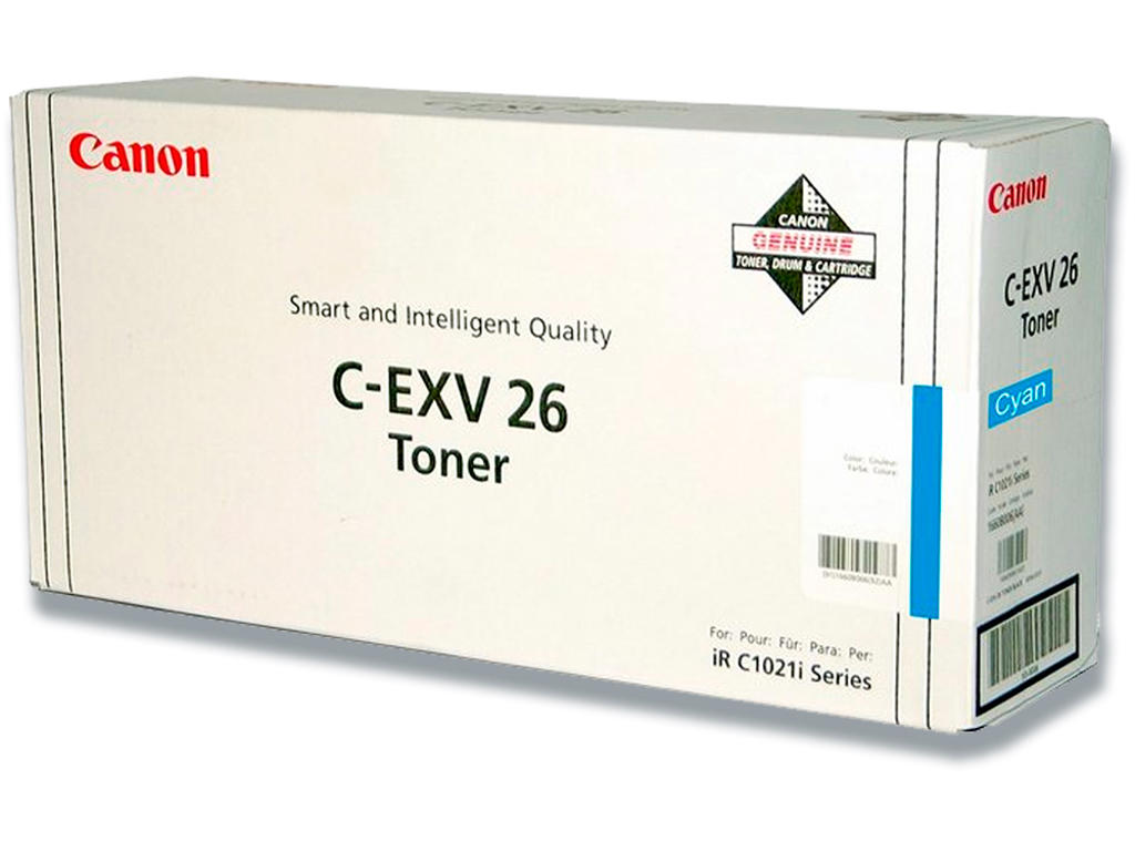 Toner, C-EXV 26, Cyan-blå, 6.000 sider, Canon 1659B006