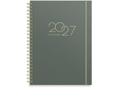 Kalender, 2027, Life Planner, ''DO MORE'', A5, 1 uge pr. opslag, Grøn-guld, Mayland