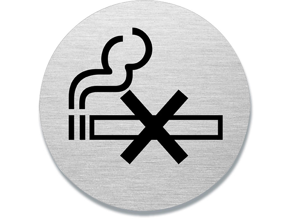 Dørskilt, Ø7.5 cm, ''Rygning forbudt'', Aluminium, BNT Office 