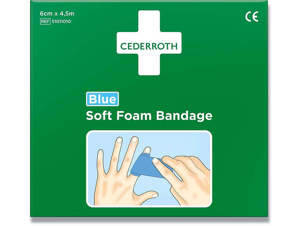 Forbinding, 6cmx4,5m, blå, Cederroth Soft Foam