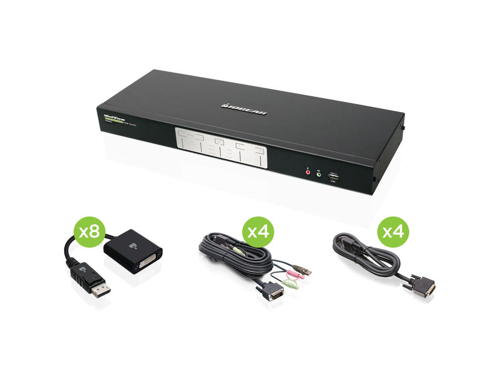 iogear GCS1644DPKIT KVM Switch Sort, Grå