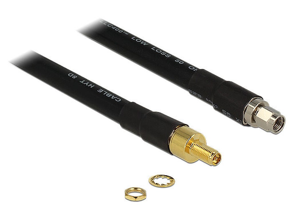 DeLOCK 0.4m RP-SMA/RP-SMA koaxial kabel 0,4 m Sort