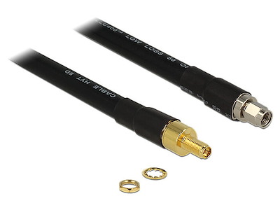 DeLOCK 0.4m RP-SMA/RP-SMA koaxial kabel 0,4 m Sort
