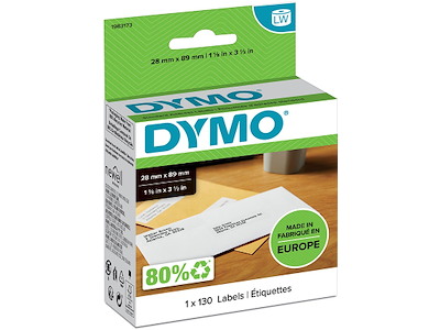 Labeletiketter, Adresse, 28x89 mm, 1 rulle af 130 etiketter, Dymo LabelWriter