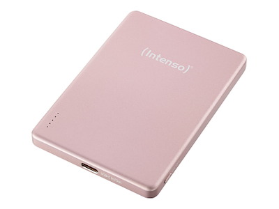 Intenso MW5000 Magnetic Power Bank 5000 mAh – MagSafe Compatible, 15W Wireless Charging, 20W USB-C PD, Slim & Compact – Tested in Germany – Rosé