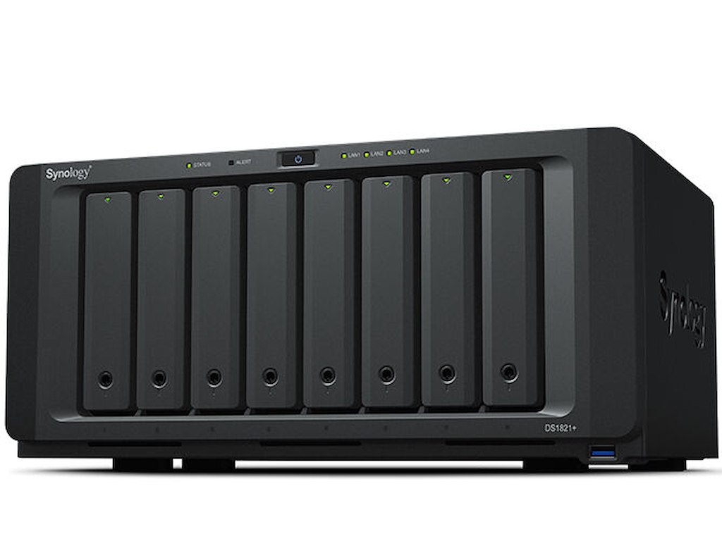 Synology DiskStation DS1821+ NAS & lagringsserver Tower Ryzen Embedded V1500B 4 GB DDR4 0 TB DiskStation Manager Sort