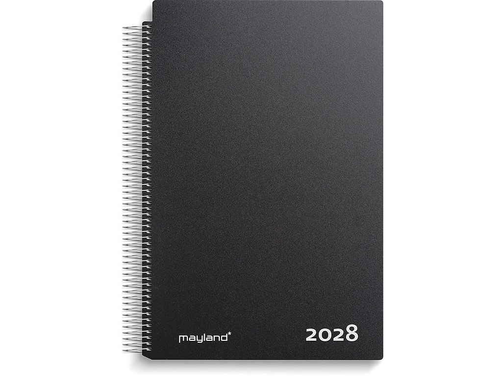 Kalender, 2028, Aftale, 6 personer, 1 dag pr. side, Sort, Mayland