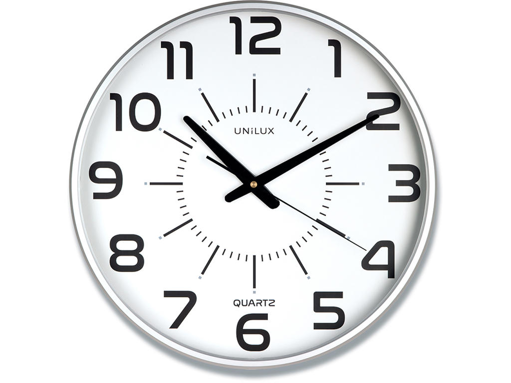 Vægur, Ø37.5 cm, Sølv, Ikke radiostyret, Unilux Maxi Pop Quartz System