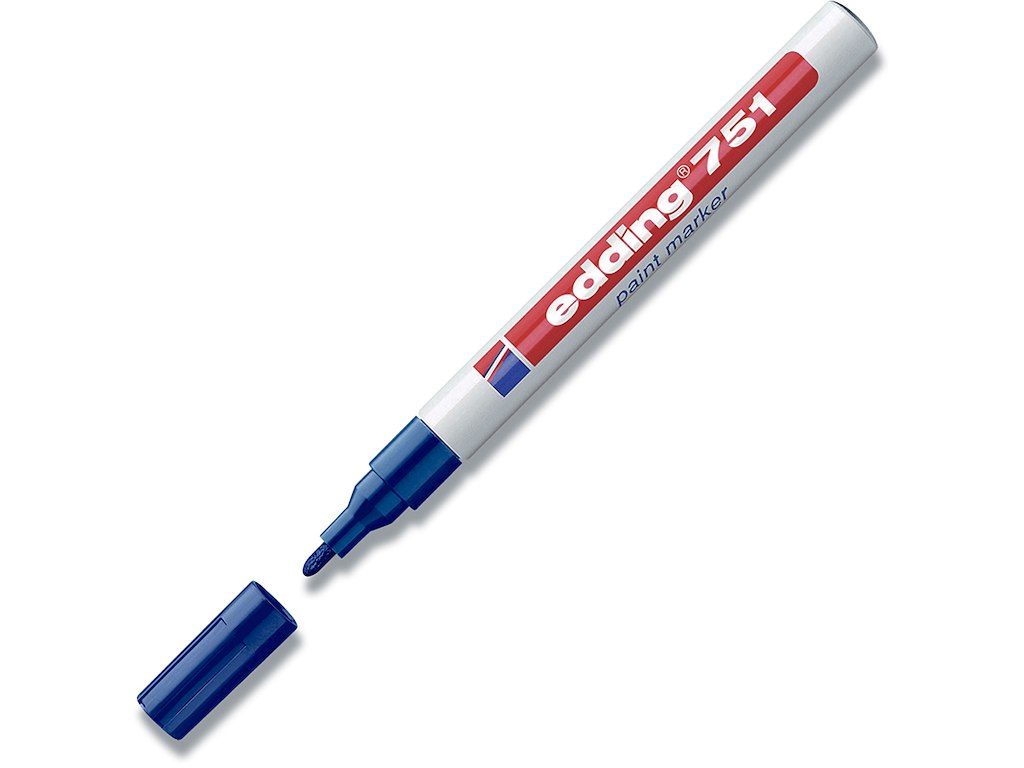 Paint marker, 1-2 mm, Blå, Rund spids, Edding Paint 751