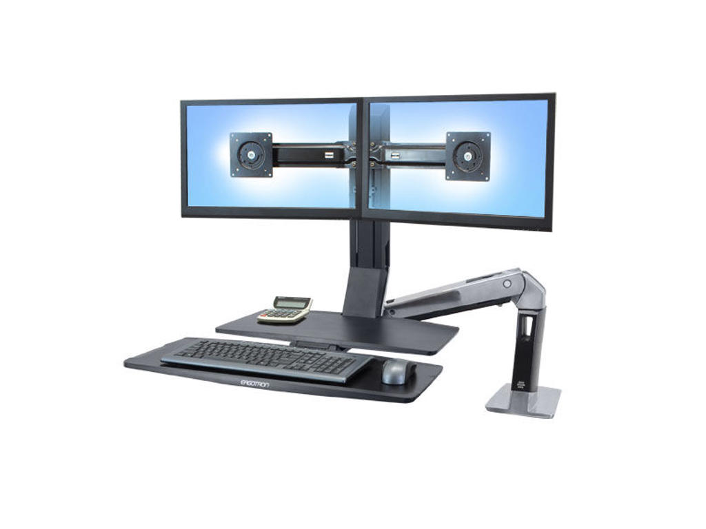 Ergotron WorkFit -A, Dual 55,9 cm (22") Skrivebord Sort