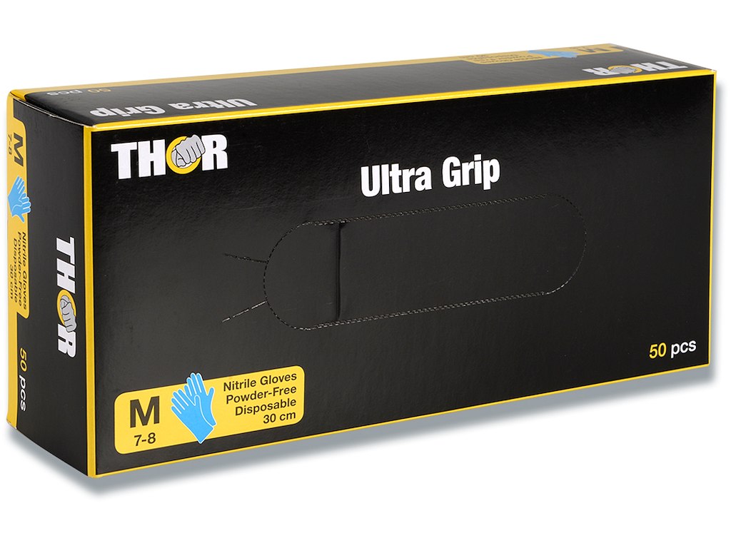 Engangshandsker, Fish scale-textured, Nitril, Medium, 50 handsker, Thor Ultra Grip Long