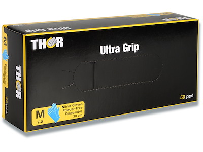 Engangshandsker, Fish scale-textured, Nitril, Medium, 50 handsker, Thor Ultra Grip Long