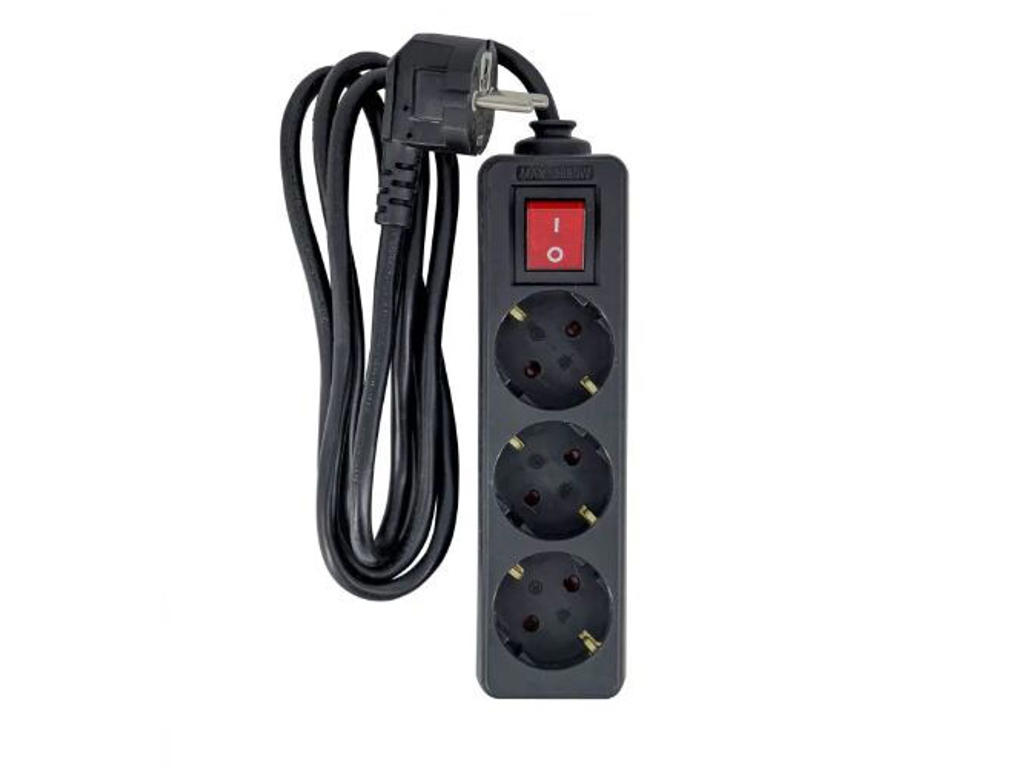 Microconnect MC-GRU0033BS stikdåse 3 m 3 AC stikkontakt(er) Indendørs Sort