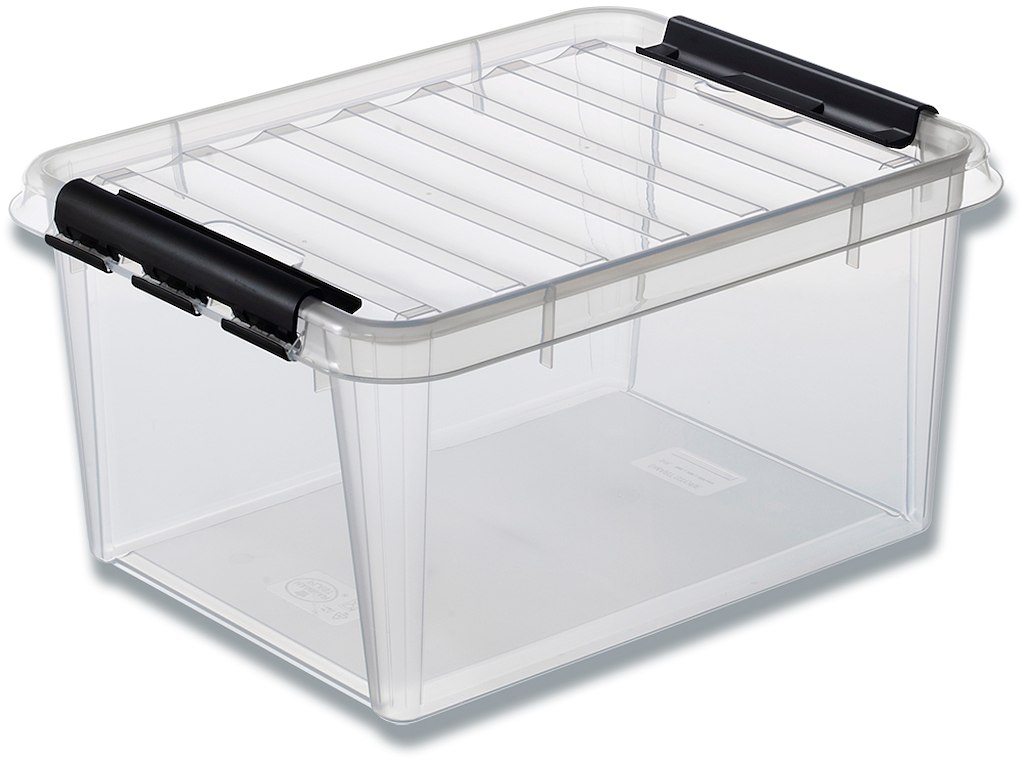 Plastkasse, Transparent, 31 liter, Med låg, 50x39x26cm, Smart Store