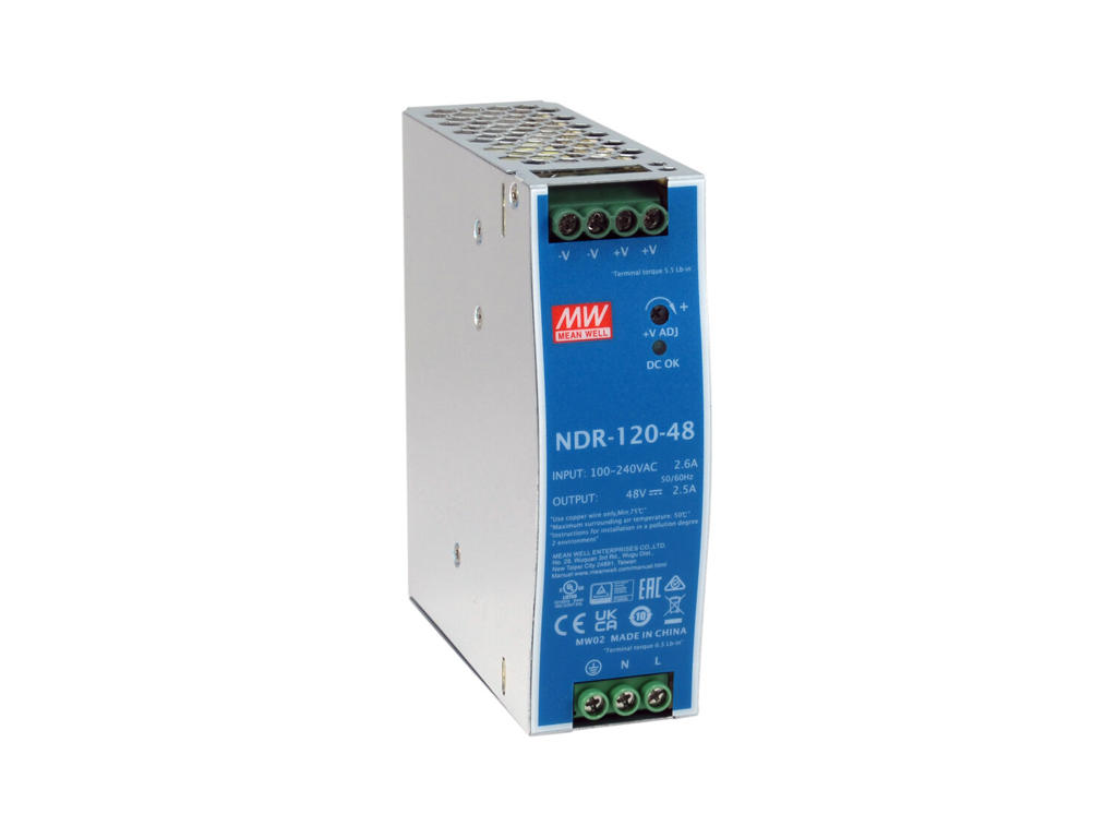 LevelOne 48V DC Industrial Power Supply, 120W, DIN-Rail,-20 ~ +70 ℃